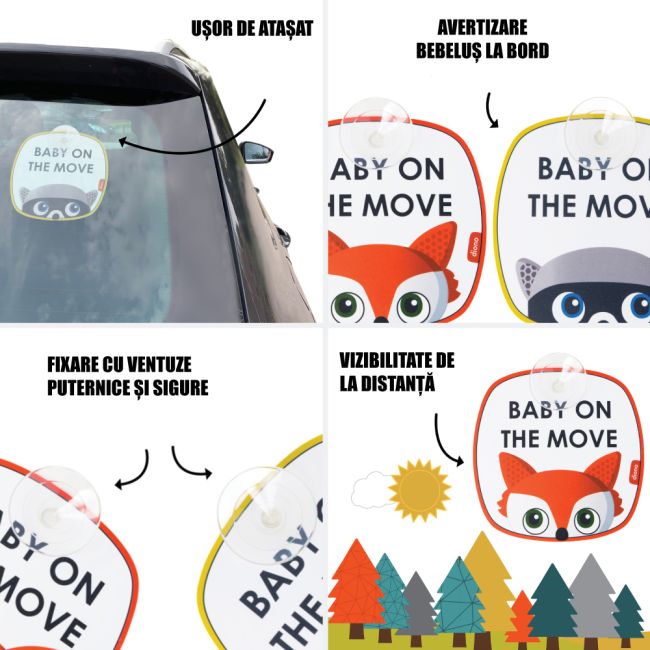 Set 2 indicatoare auto Diono Baby On the Move ERFD60565