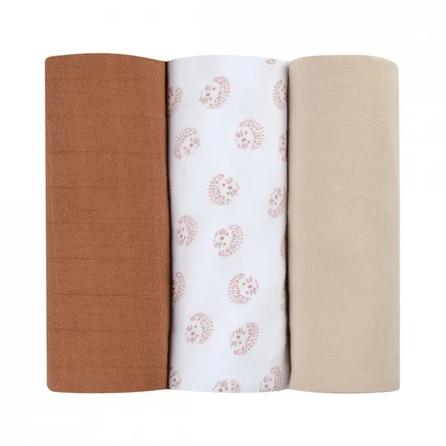 Set 3 Museline Beaba bumbac organic 70x70 cm Herisson Marron ERFB920346