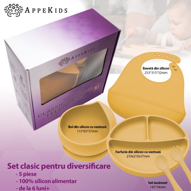 Set Diversificare, AppeKids, 100% Silicon, Classic - Honey KRTAK274964