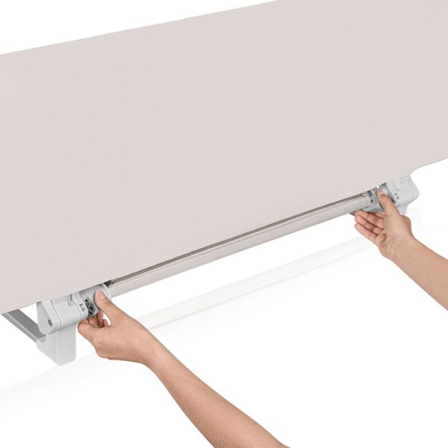 Bariera de protectie pentru pat, Lionelo, Lora XL, Pliabila, Sistem de blocare StandSafe, Geanta de transport inclusa, 150x46 cm, Conform cu BS 7972:2001+A1:2009, Bej BYNLO-LORA_XL_BEIGE_SAND