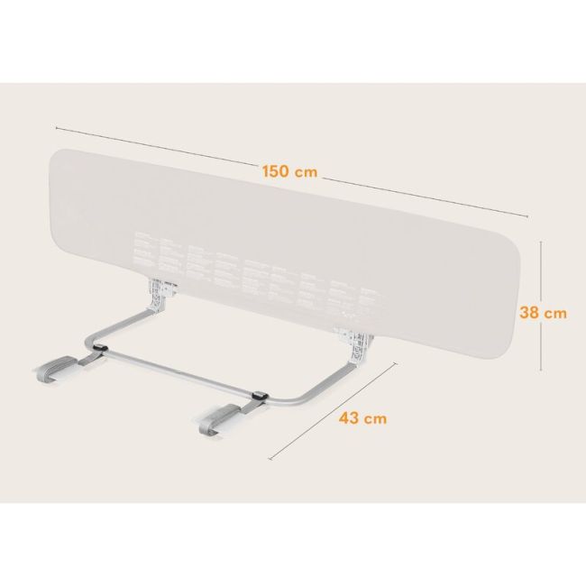 Bariera de protectie pentru pat, Lionelo, Lora XL, Pliabila, Sistem de blocare StandSafe, Geanta de transport inclusa, 150x46 cm, Conform cu BS 7972:2001+A1:2009, Bej BYNLO-LORA_XL_BEIGE_SAND