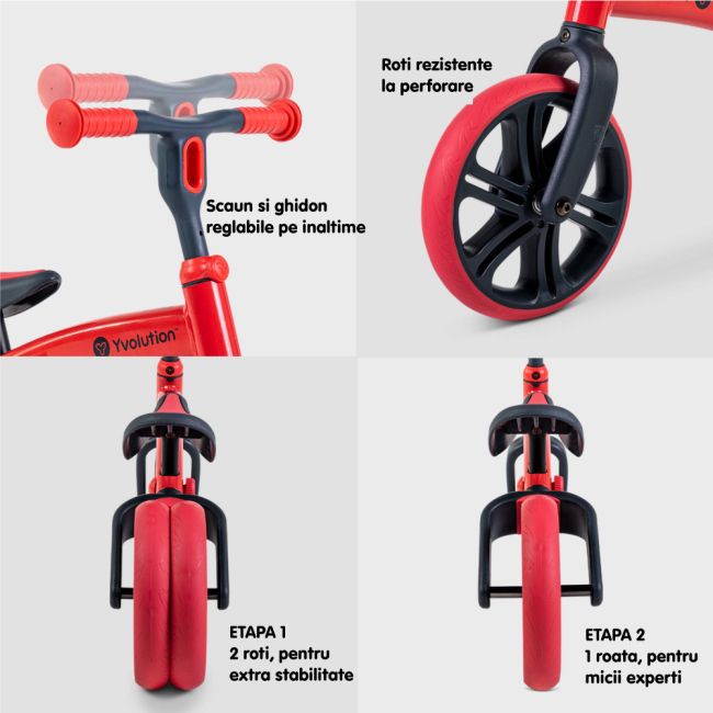Bicicleta echilibru Yvolution Y Velo Junior Red ERFYV-YT16R2