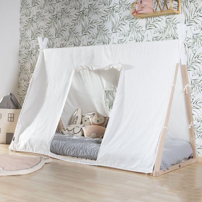 Cadru pat Tipi Childhome 90x200 cm Lemn Natural Alb ERFCH-B200TIPI