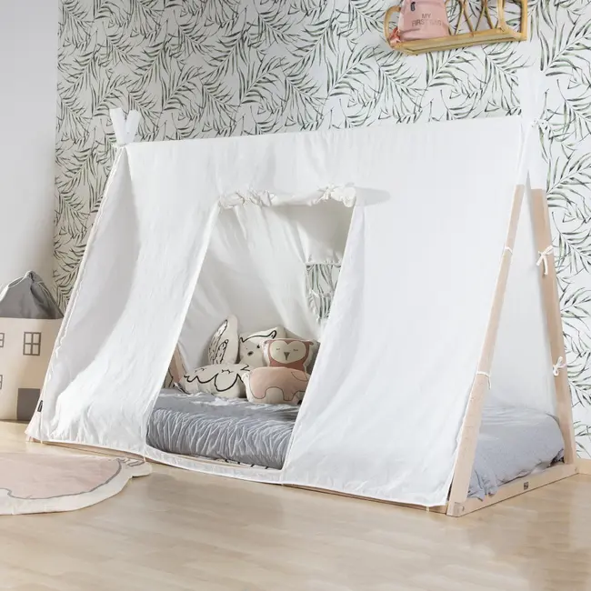 Cadru pat Tipi Childhome 90x200 cm Lemn Natural Alb ERFCH-B200TIPI