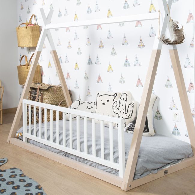 Protectie pentru pat Childhome 120 cm, Fag Alb ERFCH-BERAW