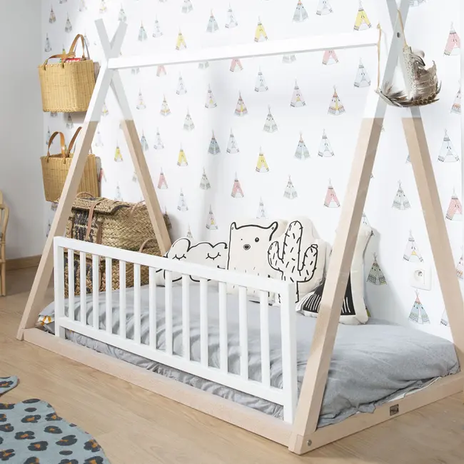 Protectie pentru pat Childhome 120 cm, Fag Alb ERFCH-BERAW