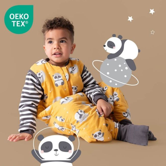 Sac de dormit cu picioruse si maneca lunga detasabila Panda 90 cm + manseta 2.5 Tog BBXCJ782-25FSN