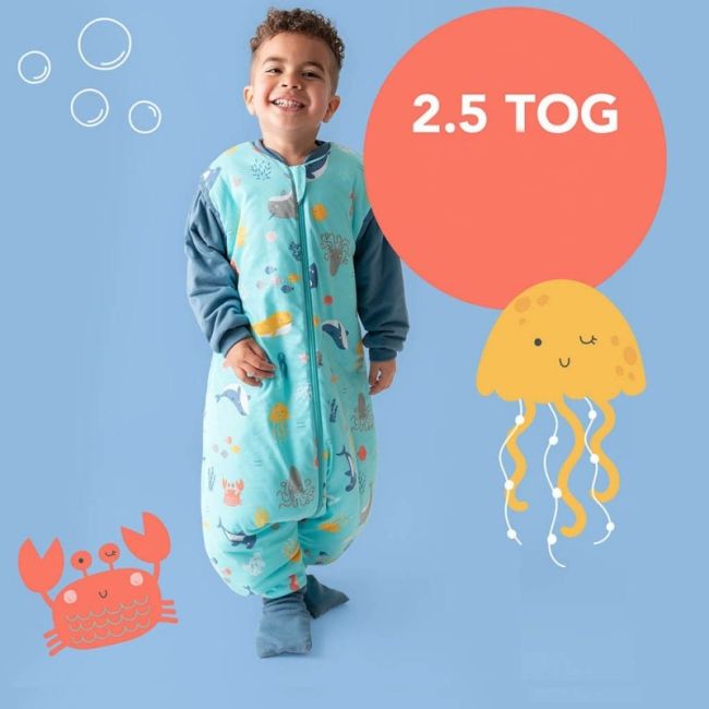 Sac de dormit cu picioruse si maneca lunga detasabila Under the Sea 70 cm + manseta 2.5 Tog BBXCJ790-25FSN