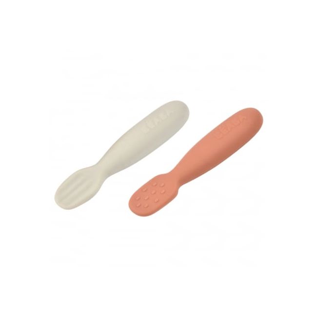 Set 2 linguri silicon Beaba Terracotta Velvet Grey ERFB913579