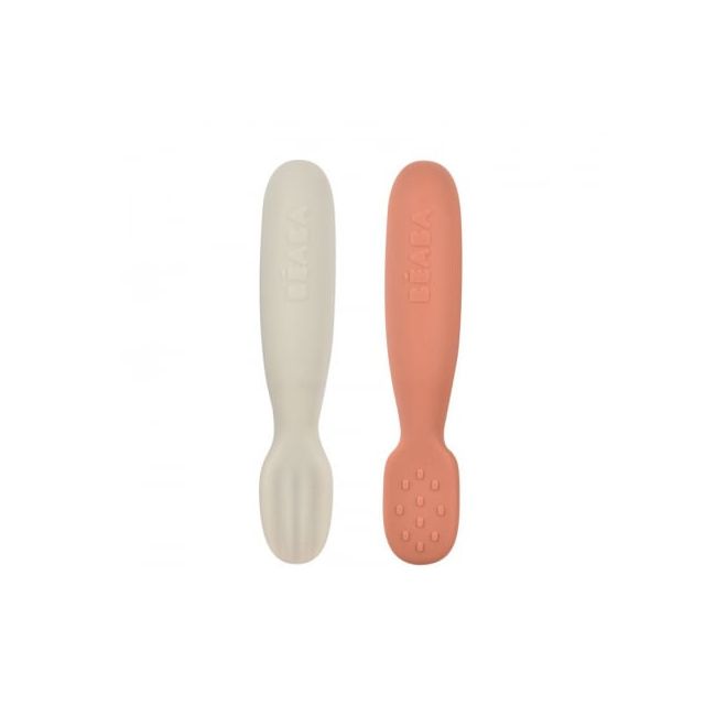 Set 2 linguri silicon Beaba Terracotta Velvet Grey ERFB913579