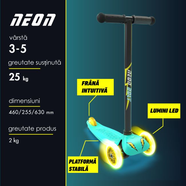 Trotineta cu 3 roti Neon Bolt Green ERFYV-NS14G4