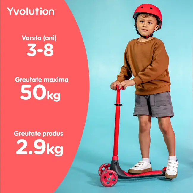 Trotineta cu 3 roti Yvolution Y Glider Kiwi Red ERFYV-101258