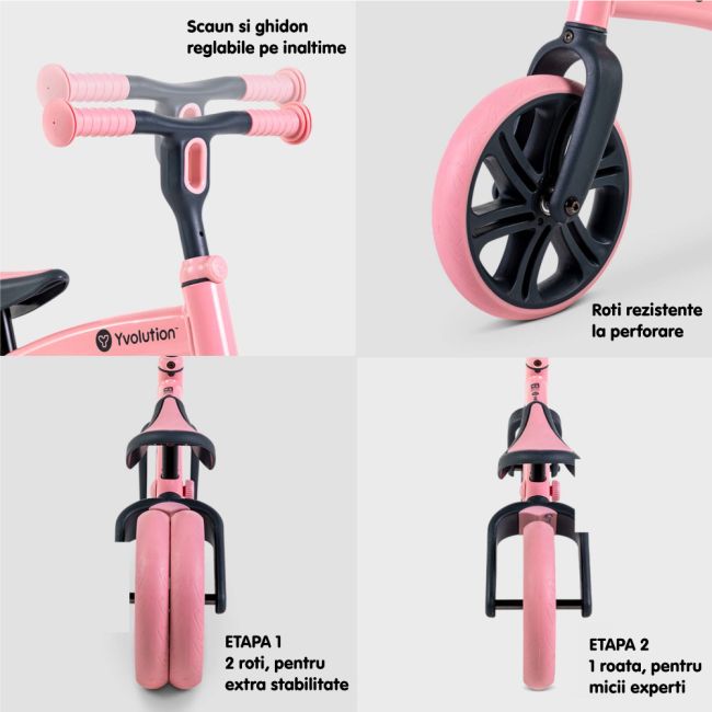 Bicicleta echilibru Yvolution Y Velo Junior Pink ERFYV-YT16P2