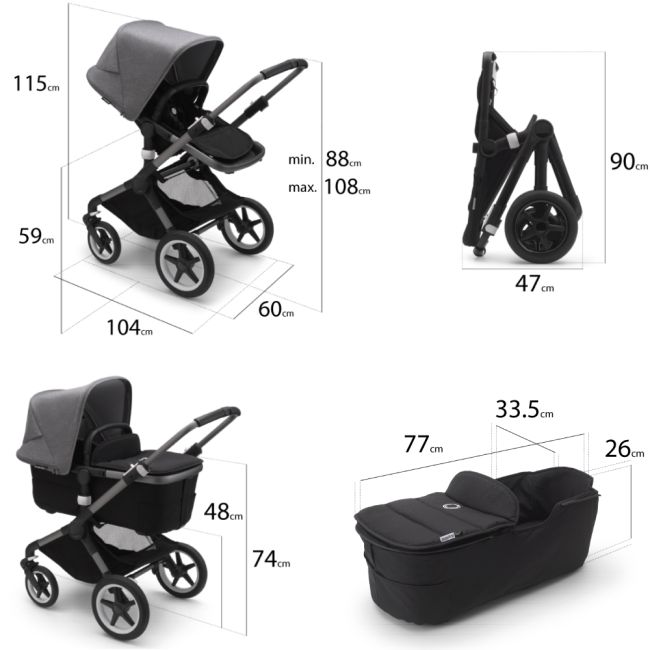 Carucior Bugaboo Fox 3 Classic Graphite Dark Navy 2 in 1 ERFBG2306010031