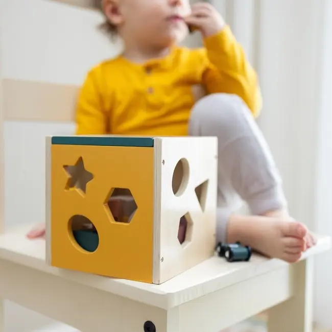 Cub de activitati, Petite&Mars, Gravity Wood of Mars, Cu 12 piese, 12 luni+, Multicolor BYN610730