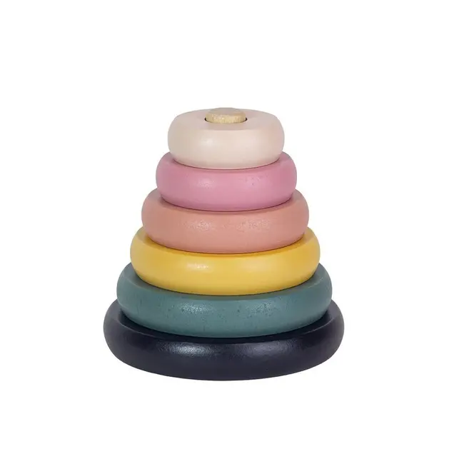 Jucarie de stivuire, Petite&Mars, Turn Orbit Wood of Mars, 10 cm, 36 luni+, Multicolor BYN610728