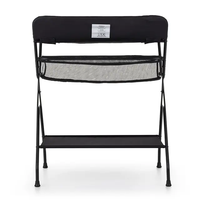 Masuta pentru infasat si schimbat scutece, Feedo, Multifunctionala, Pliabila, Cu raft pentru depozitare si compartiment lateral, Realizata din fier, panza si in, 80.5 x 67 x 102.5 cm, Negru BYN202650