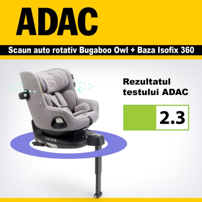 Scaun auto rotativ Bugaboo Owl Grey ERFBG400004003