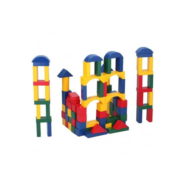 Set constructie din lemn Marionette forme geometrice 100 piese ERFED70029