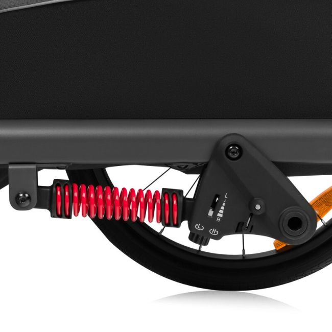 Carucior si remorca de bicicleta, Lionelo, Cama, Multifunctional, Pentru 1 sau 2 copii, Cu sistem de absorbtie a socurilor SIQ, Geamuri cu protectie solara, Gri BYNLO-CAMA_GREY_STONE