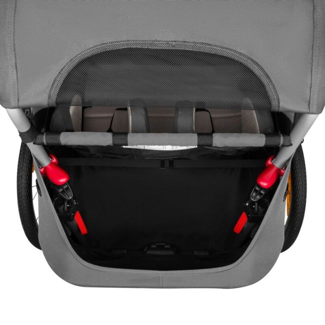 Carucior si remorca de bicicleta, Lionelo, Cama, Multifunctional, Pentru 1 sau 2 copii, Cu sistem de absorbtie a socurilor SIQ, Geamuri cu protectie solara, Gri BYNLO-CAMA_GREY_STONE