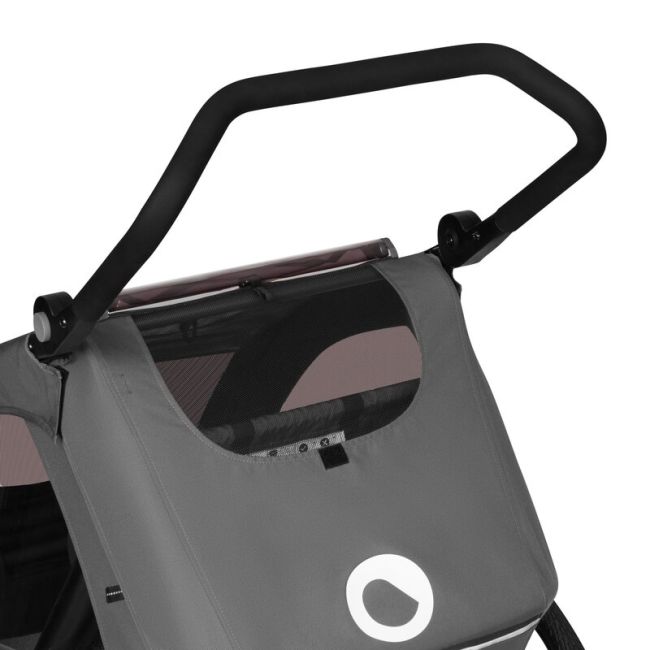 Carucior si remorca de bicicleta, Lionelo, Cama, Multifunctional, Pentru 1 sau 2 copii, Cu sistem de absorbtie a socurilor SIQ, Geamuri cu protectie solara, Gri BYNLO-CAMA_GREY_STONE