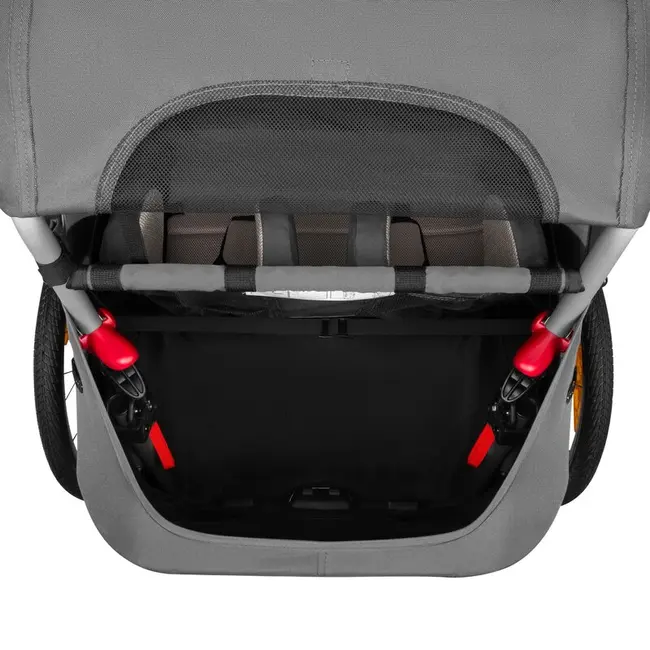Carucior si remorca de bicicleta, Lionelo, Cama, Multifunctional, Pentru 1 sau 2 copii, Cu sistem de absorbtie a socurilor SIQ, Geamuri cu protectie solara, Negru BYNLO-CAMA_GREY_GRAPHITE