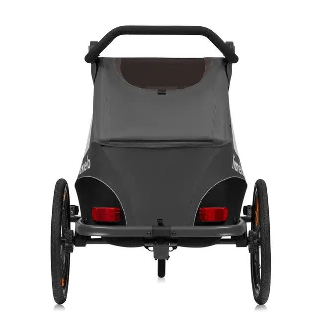 Carucior si remorca de bicicleta, Lionelo, Cama, Multifunctional, Pentru 1 sau 2 copii, Cu sistem de absorbtie a socurilor SIQ, Geamuri cu protectie solara, Negru BYNLO-CAMA_GREY_GRAPHITE