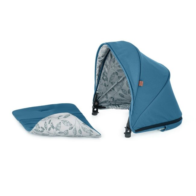 Carucior sport, Petite&Mars, Royal, Include husa pentru scaun, husa pentru picioare, geanta pentru scutece si capotina extensibila, Cu fereastra, Impermeabila, Cu SPF 50, Aluminiu, 0-22 kg, 111 x 57 x 86 cm, Ocean Blue BYN466500+566830