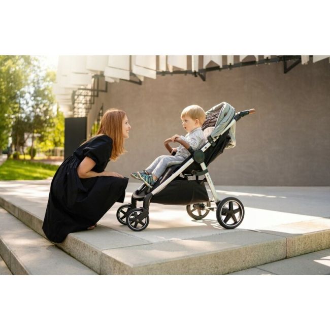 Carucior sport, Petite&Mars, Royal, Include husa pentru scaun, husa pentru picioare, geanta pentru scutece si capotina extensibila, Cu fereastra, Impermeabila, Cu SPF 50, Aluminiu, 0-22 kg, 111 x 57 x 86 cm, Ocean Blue BYN466500+566830