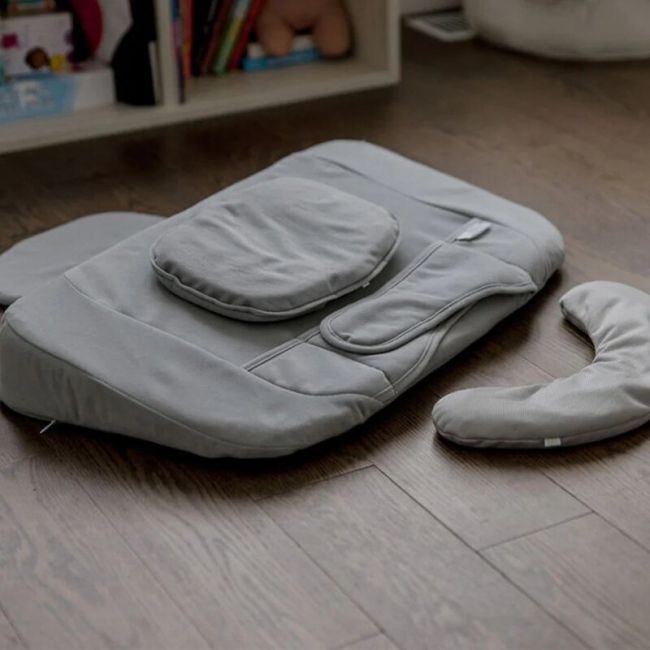 Set 3 perne ergonomice, BBluv, Ergo, Pentru cap, gat si trunchi, 8 functii, Inclinare 12 grade, Cu husa detasabila si lavabila, 0 luni+, Grey BYNBBL-B0167