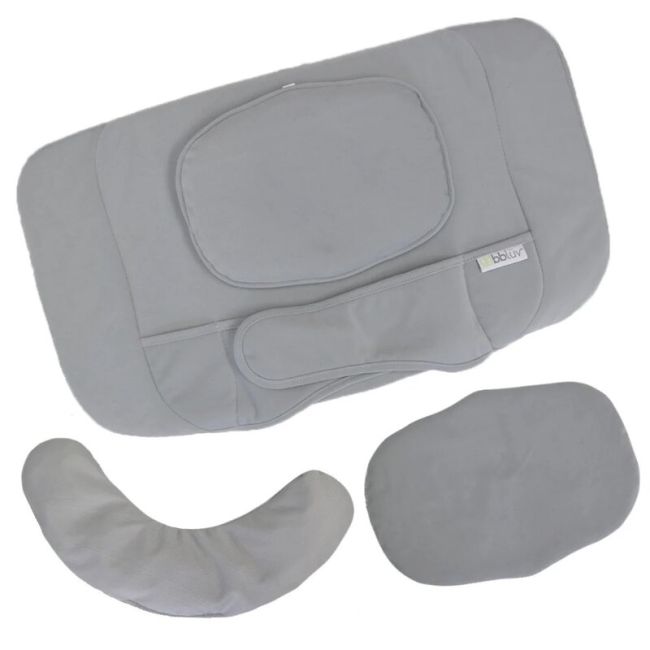 Set 3 perne ergonomice, BBluv, Ergo, Pentru cap, gat si trunchi, 8 functii, Inclinare 12 grade, Cu husa detasabila si lavabila, 0 luni+, Grey BYNBBL-B0167