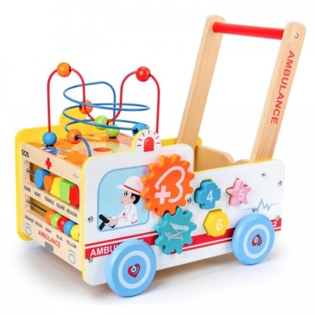 Antemergator educational din lemn ecotoys 2 in 1 ambulanta hm015524 edeedihm015524