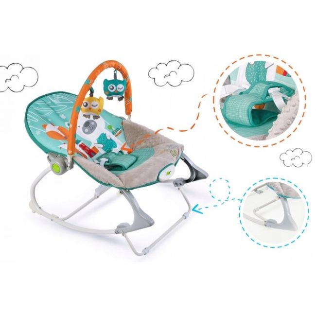 Balansoar cu vibratii, vulpita si ursul, ricokids 7309 - turcoaz edeedi7309