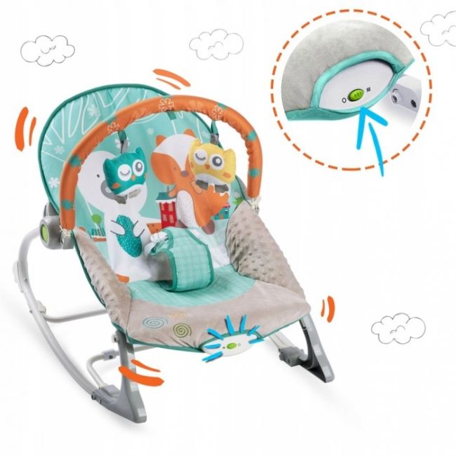 Balansoar cu vibratii, vulpita si ursul, ricokids 7309 - turcoaz edeedi7309