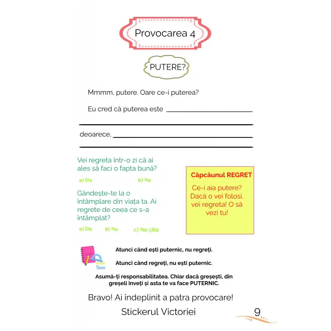 Caiet motivațional pentru copii - 15 provocări care să te conducă spre succes dc37