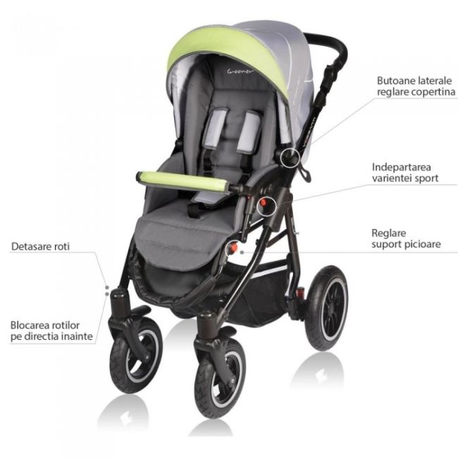 Carucior vessanti crooner 2 in 1 - green/gray edeedibb-223green