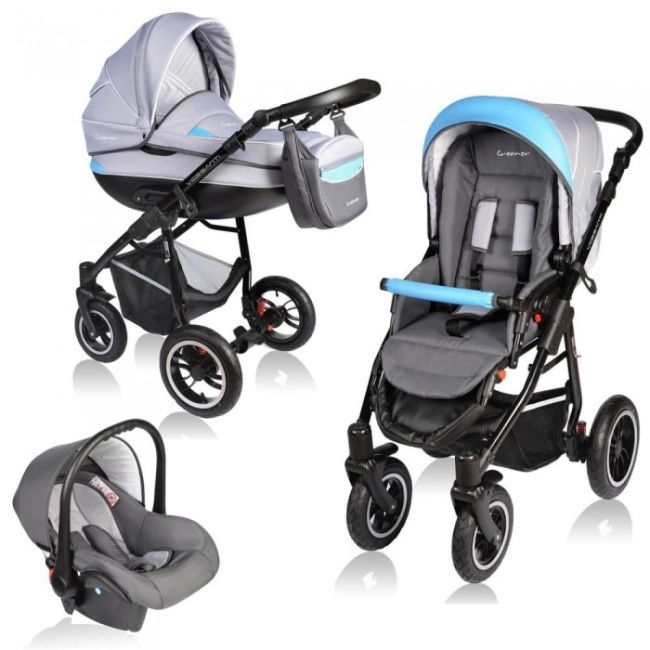 Carucior vessanti crooner 3 in 1 - blue/gray edeedi3in1bb-224blue