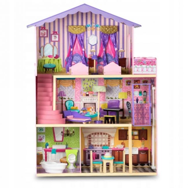Casuta de papusi din lemn cu 3 etaje, mobilier si lift ricokids rc-807 edeedi7807