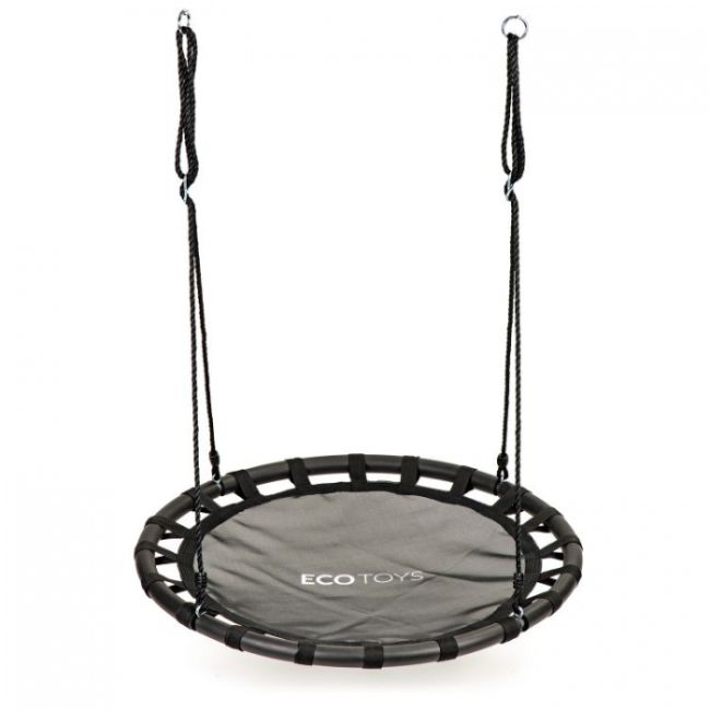 Leagan pentru copii rotund, tip cuib de barza, suspendat, 100 cm, ecotoys mir6300 - negru edeedimir6300