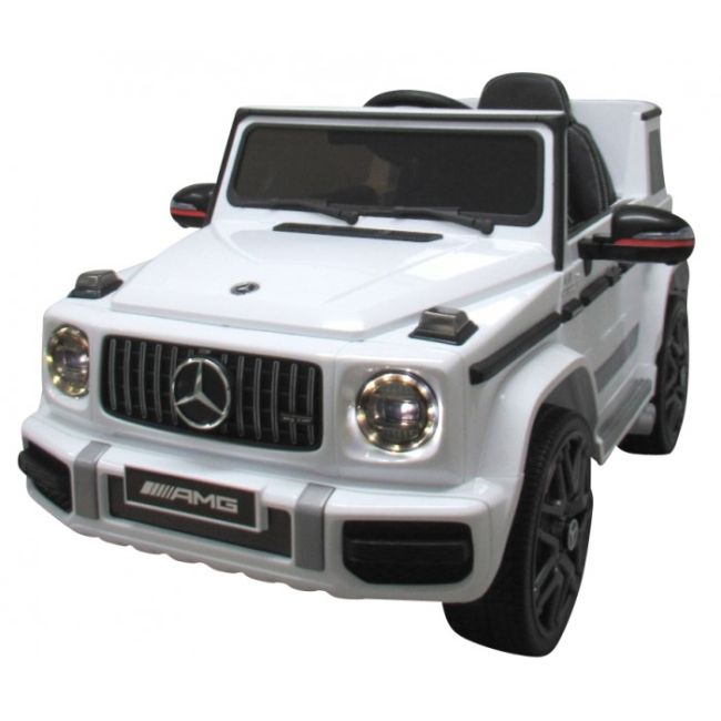 Masinuta electrica cu telecomanda, roti eva, scaun piele mercedes g63 - alb edeedibbh-0002alb