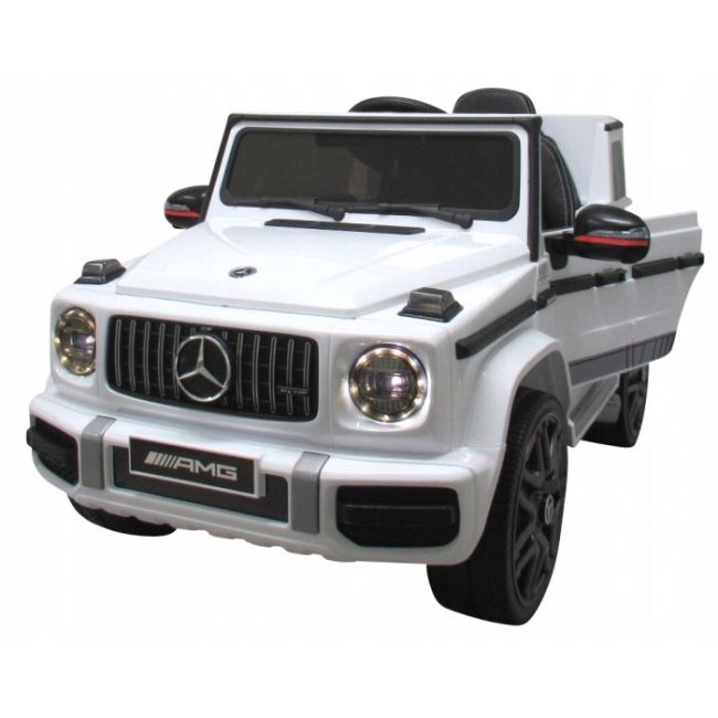 Masinuta electrica cu telecomanda, roti eva, scaun piele mercedes g63 - alb edeedibbh-0002alb