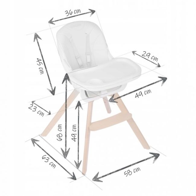 Scaun de masa 3 in 1, cu picioare din lemn, 63 x 58 x 90 cm, ricokids lilo 700203 - roz edeedi700203