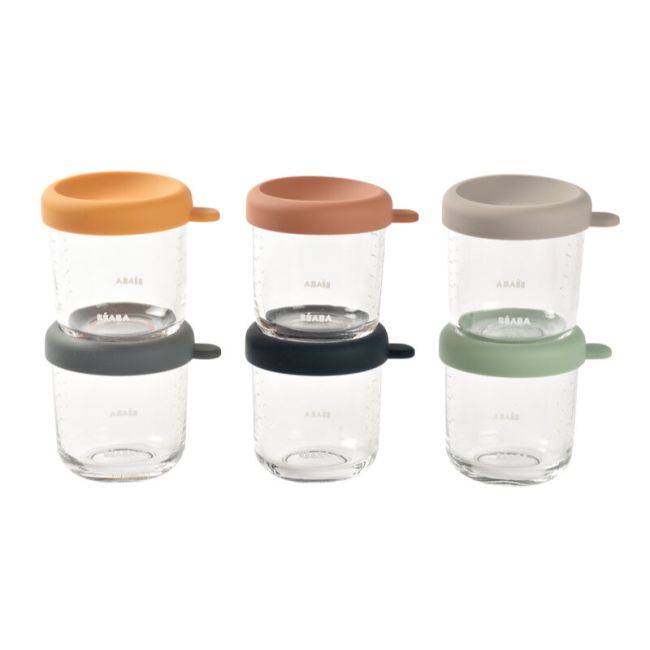 Set 6 recipiente sticla Beaba 250 ml Sunrise Colormix ERFB914008