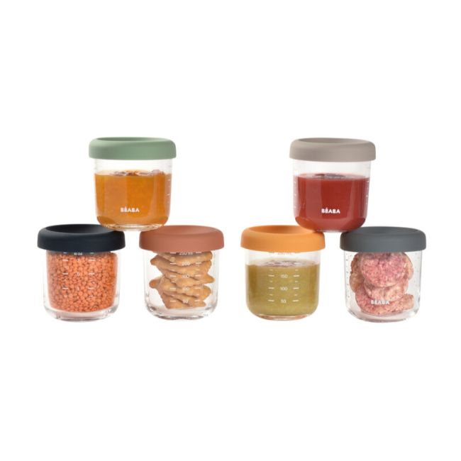 Set 6 recipiente sticla Beaba 250 ml Sunrise Colormix ERFB914008