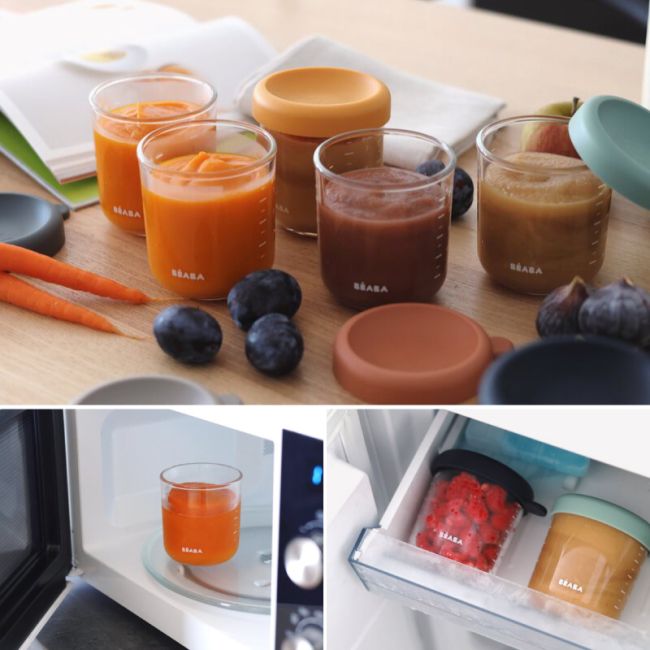 Set 6 recipiente sticla Beaba 250 ml Sunrise Colormix ERFB914008