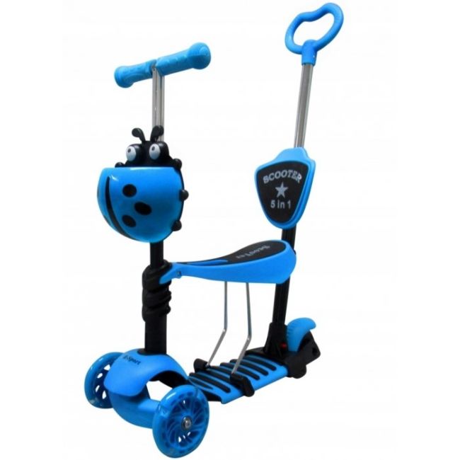 Trotineta 5 in 1, roti cu led, platforma antiderapanta, jr r-sport - albastru edeedijr201blue
