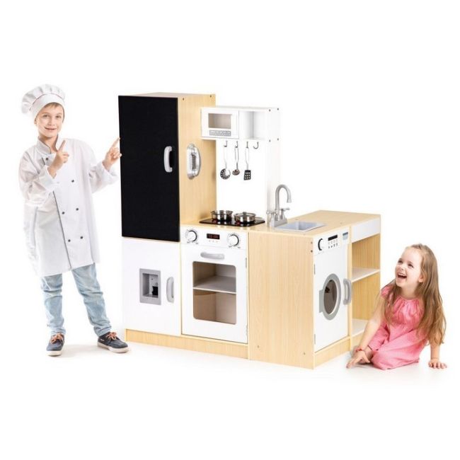 Bucatarie din lemn cu tabla si led ecotoys plk547 edeediplk547