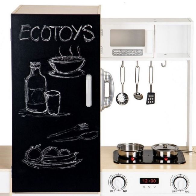 Bucatarie din lemn cu tabla si led ecotoys plk547 edeediplk547