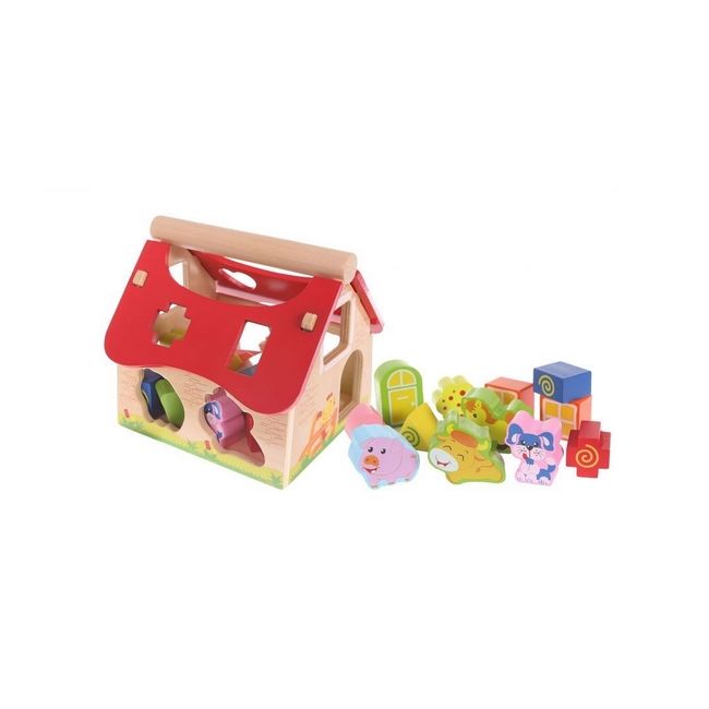 Casuta din lemn si cuburi 2044 ecotoys ede2044